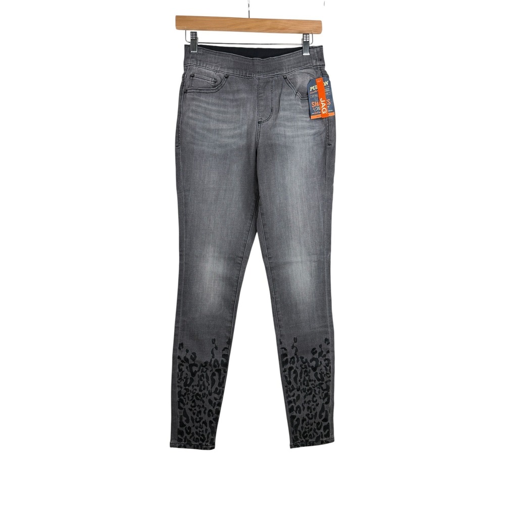 New JAG High Rise Skinny Pull On Animal Print Ankle Jeans size 2/26 Gray/Black